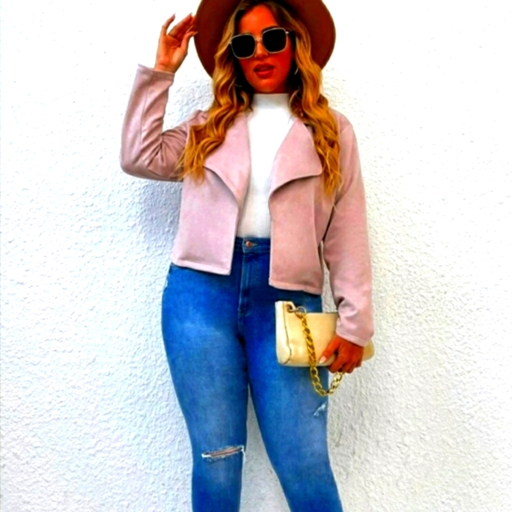 NWT Women's Light Purple Faux Suede Moto Jacket